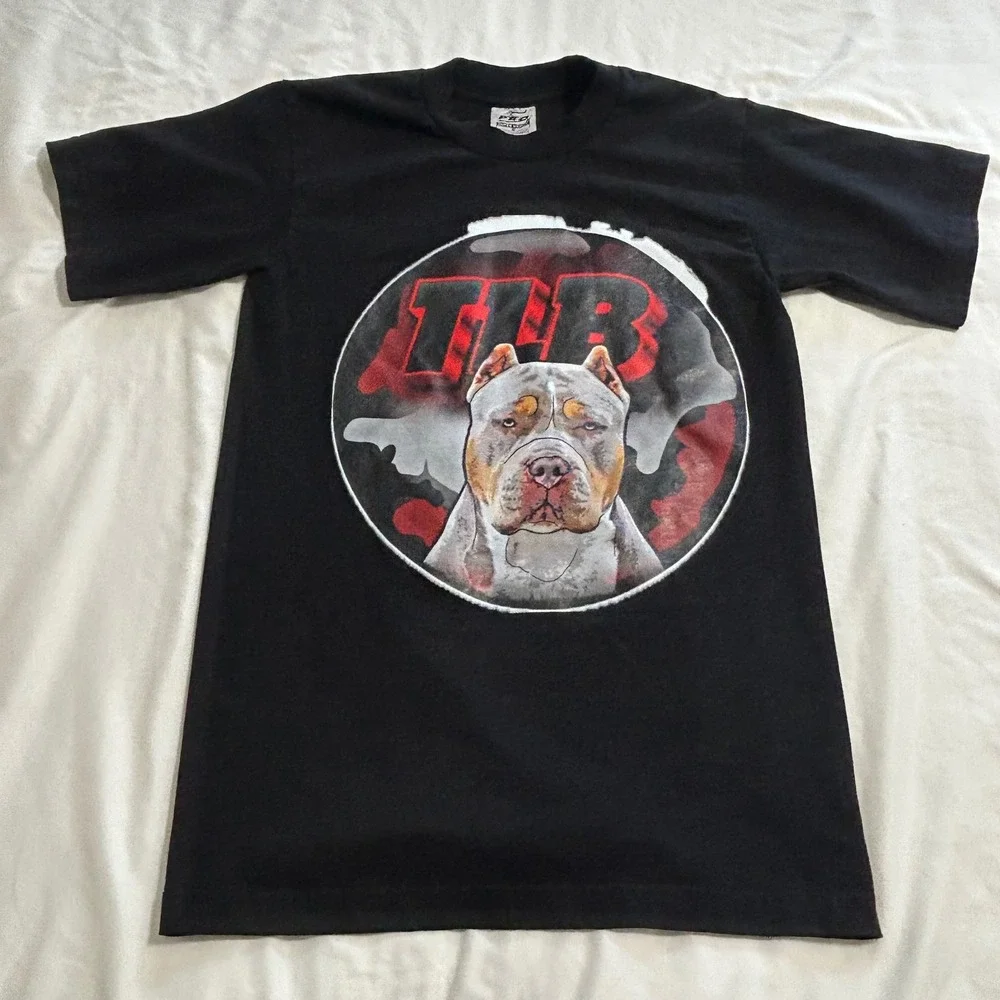 Pro 5 Super Heavy‎ Mens T-Shirt Small Black Pitbull TLB Graphic Tee Cotton S